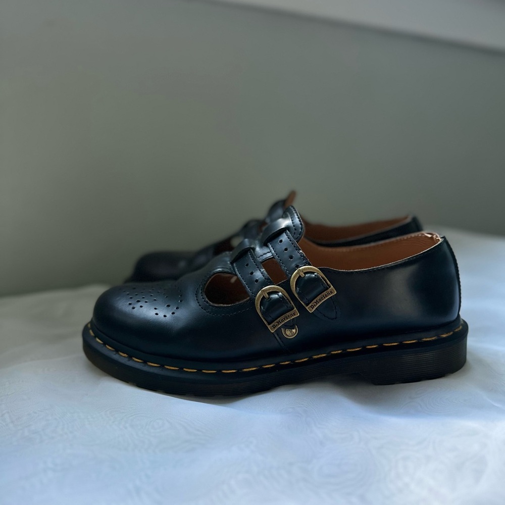 Dr. Martens Black Leather Buckle Flats